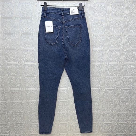 Forever 21 Blue Skinny Jeans High-Waisted Tapered - Picture 4 of 11
